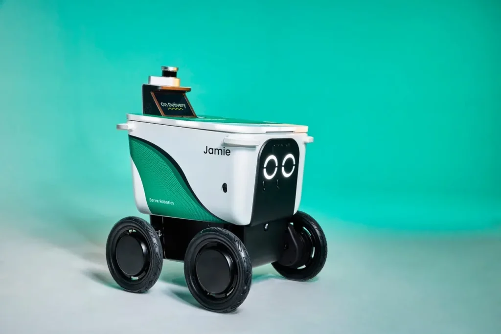Serve Robotics autonomous sidewalk delivery robot using AI-powered navigation in urban environments