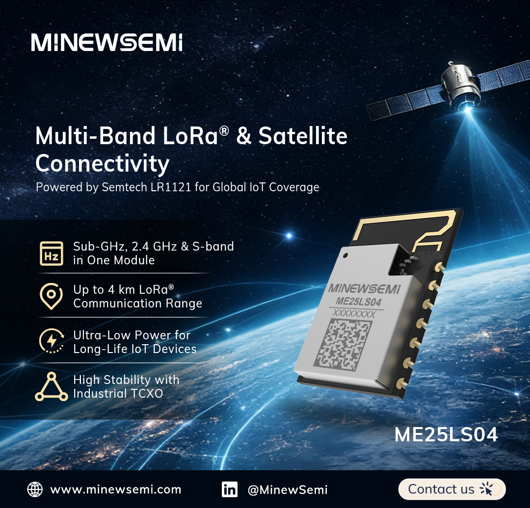 ME25LS04 LoRa and satellite communication module by MinewSemi